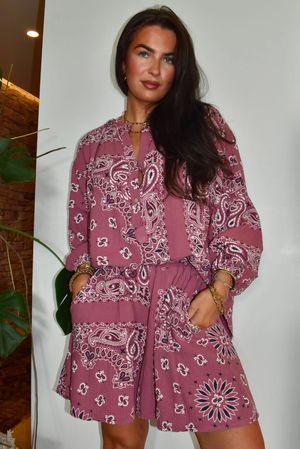 Ole Bubble Cotton Bandana Laurie Blouse Indian Pink